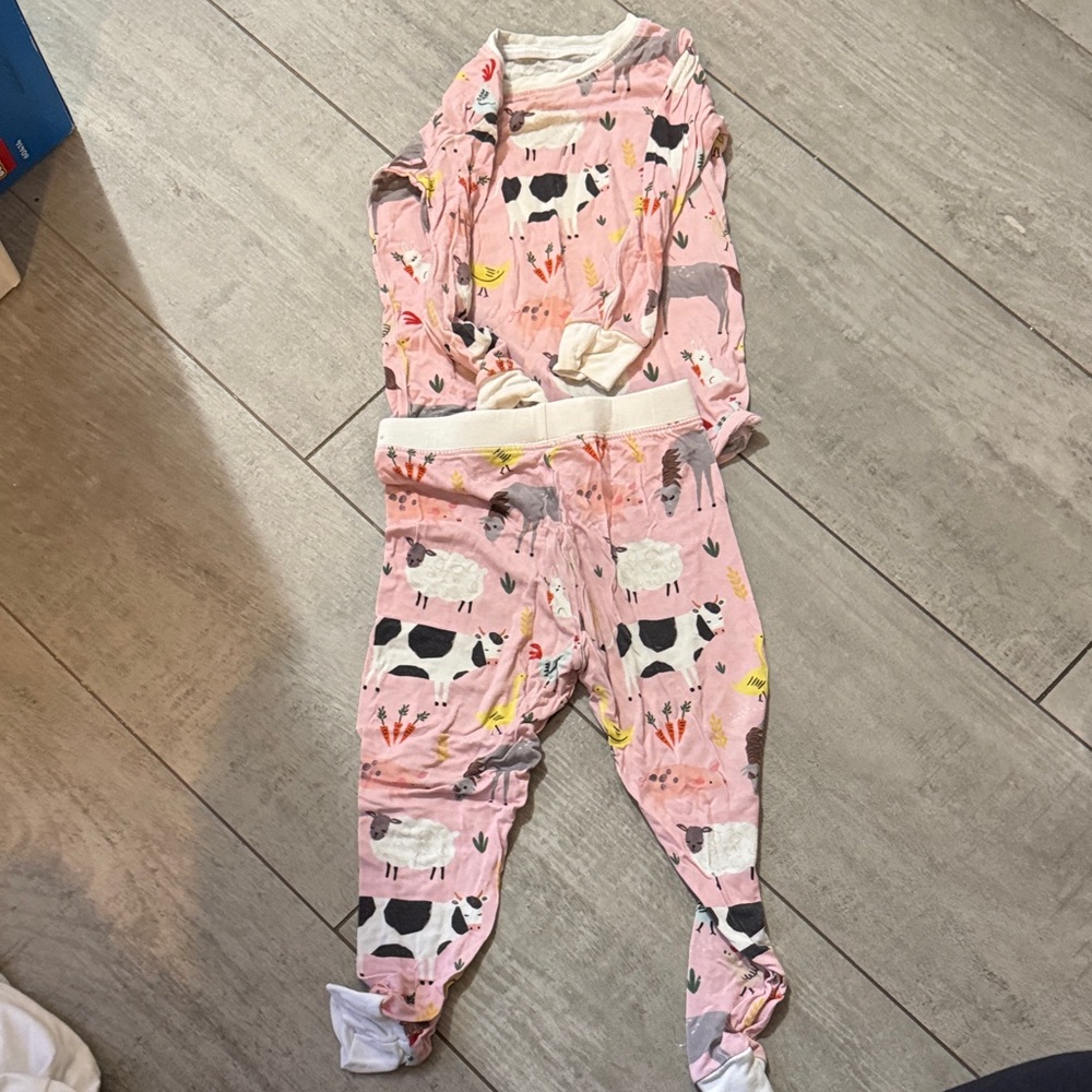 Little Sleepies Pink Farm Animal Pajama Set